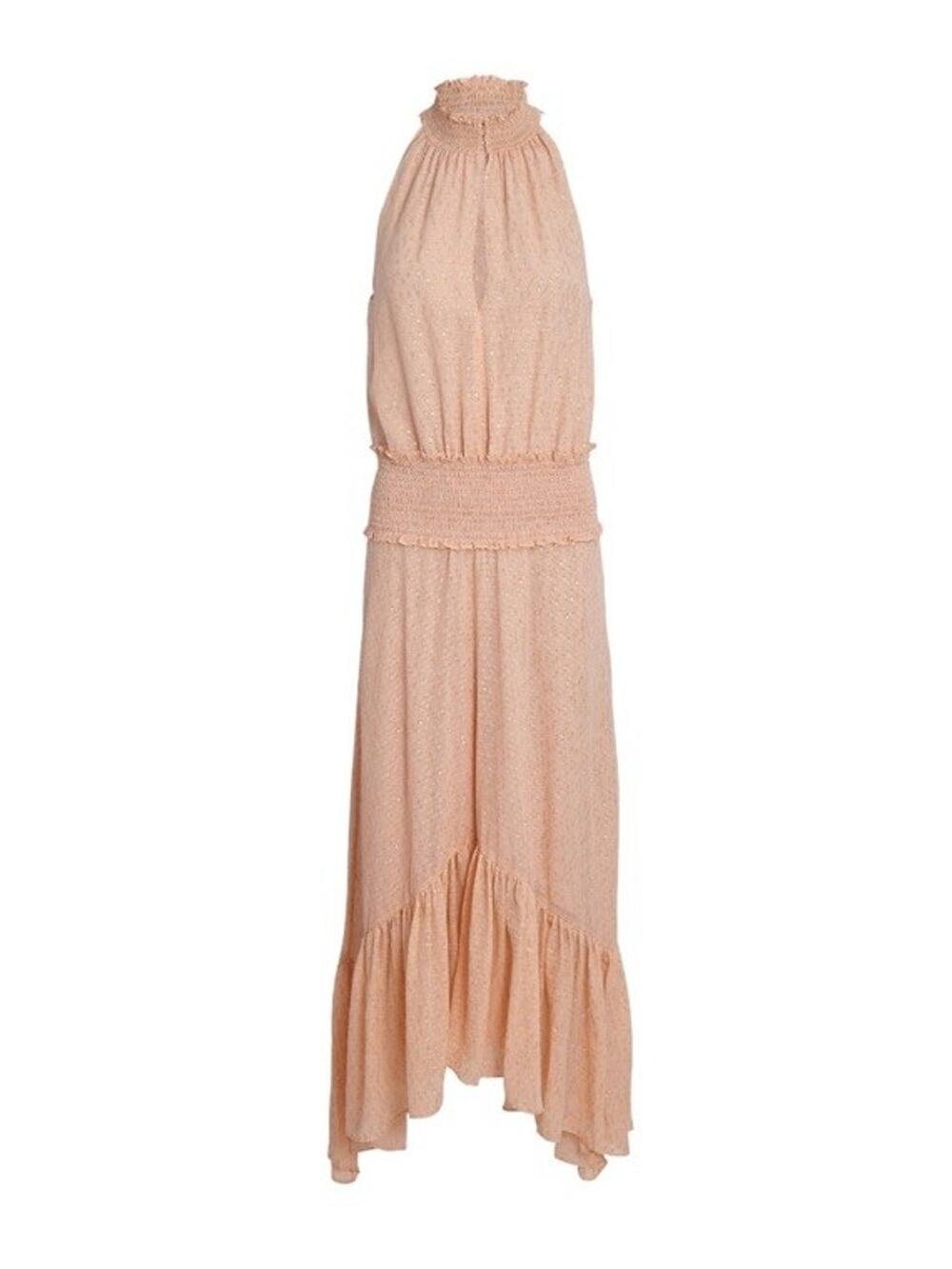 A.L.C. Kaia Asymmetric Metallic Silk-Blend Fil Coupé Midi Dress Blush Size 14